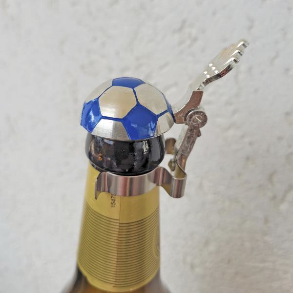 Fussball Blau-Weiss Zinndeckel für Bierflaschen