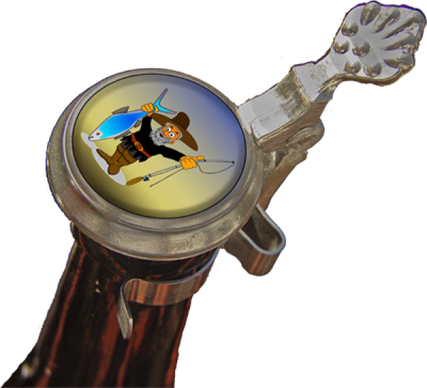 Angler mit Fisch - Zinndeckel